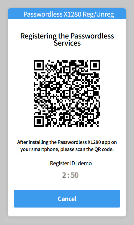 Passwordless Registration Mobile QR Scan
